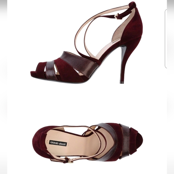 Giorgio Armani Burgundy and Brown Women's Heels - Picture 1 of 9